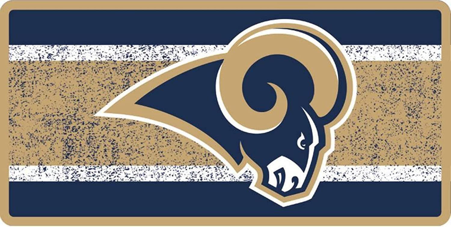 Los Angeles Rams Duo-Tone Black Deluxe Laser Acrylic License Plate Tag Football 