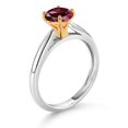 thumbnail image 3 of Gem Stone King 925 Sterling Silver with 10K Yellow Gold Red Rhodolite Garnet Solitaire Engagement Ring for Women (1.00 Cttw, Gemstone January Birthstone, Round 6MM, Available in Size 5, 6, 7, 8, 9), 3 of 4