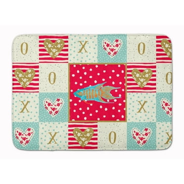 Paradise Fish Love Machine Washable Memory Foam Mat Red