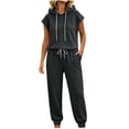 thumbnail image 5 of Maqroz Summer Outfits for Women 2 Piece Sleeveless Hooded Tank Tops Drawstring Jogger Sweatpants Casual Athletic Activewear Muscle Shirts Matching Tracksuits Sets, 5 of 9