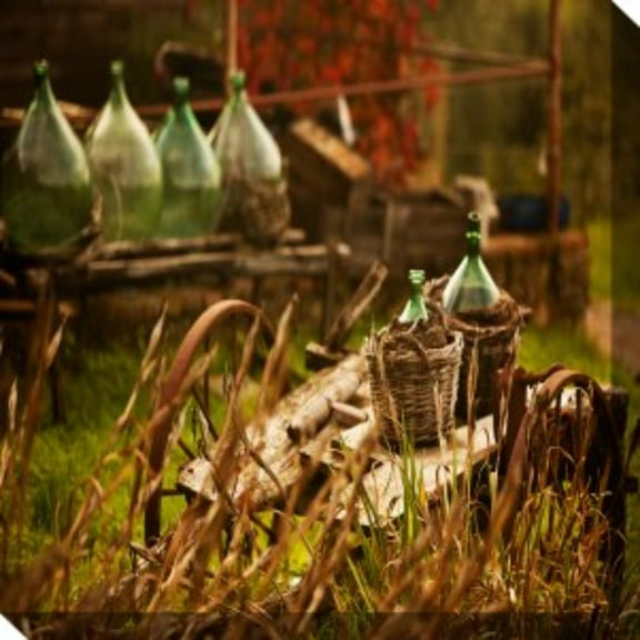 Outdoor Living and Style Brown and Green Carro Outdoor Canvas Square Wall Art Decor 24" x 24"