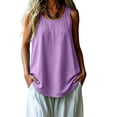 thumbnail image 6 of Womens Tank Tops Cotton Linen Casual Sleeveless Vest Summer Loose Comfy Camisole Multicolor Tank Tops for Women, 6 of 9