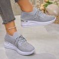 thumbnail image 3 of Wedge Sneakers for Women Sparkly Rhinestone Knit Mesh Casual Lace up Antislip Walking Shoes Slip on Stretch Sock Shoes Light Gray Size 7.5, 3 of 6