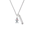 thumbnail image 2 of Delight Jewelry Silvertone Gingerbread Man with Red Scarf Silvertone Courage Strength Wisdom Honesty Bar Charm Necklace, 23", 2 of 4
