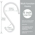 thumbnail image 2 of 8 Pack 6 inch White S Hooks for Hanging, Large Vinyl Coated Metal S Hooks Heavy Duty, Non Slip Rubber Coated Closet Rod Hooks for Hanging Jeans,Plants,Purse,Clothes,Bags,Pans,Pots,Cups,Towels, 2 of 5
