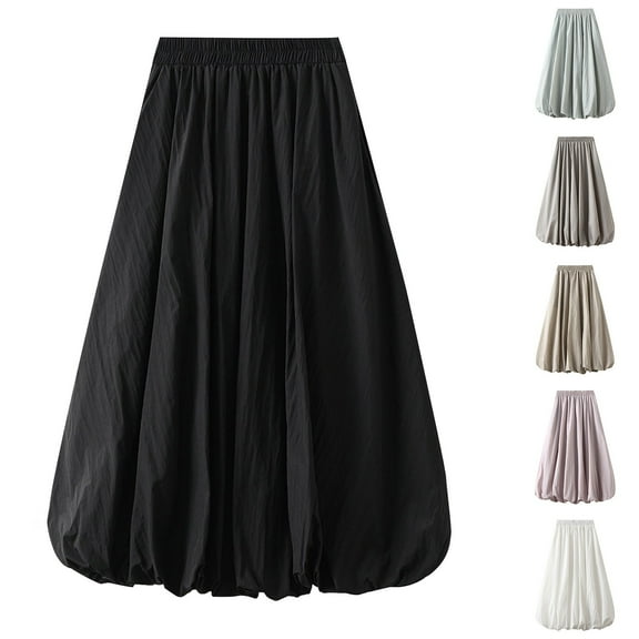 Bovxnpu Plus Size Skirts For Women, Womens Long Maxi Skirts High Waist A Line Casual Skirts, Flower Skirt Lantern Skirt Mid-calf Skirt Free Size