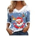 thumbnail image 1 of WEAIXIMIUNG T-Shirt à Manches Longues Imprimé de Noël pour Femmes Automne Hiver Mode Décontractée Col en V, 1 of 5