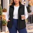 thumbnail image 4 of Cmfcve Womens Plus Size Quilted Vest Stand Collar Sleeveless Puffer Jacket Full Zip Fall Winter Casual Layering Outerwear, 4 of 5