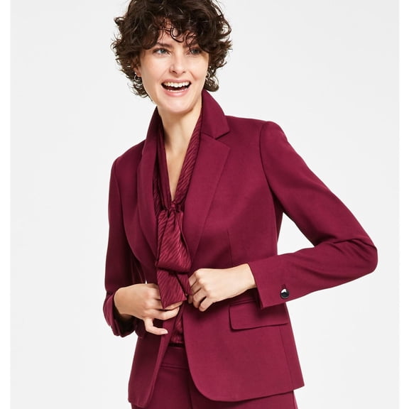 Anne Klein Womens One-Button Blazer Jacket, Purple, Petite, 4P