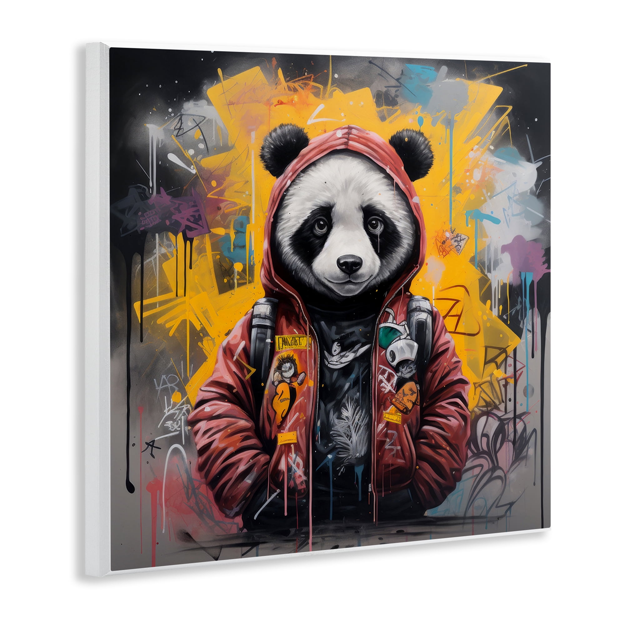 Stupell Industries Urban Graffiti Panda Bear Animals & Insects Painting Unframed Art Print Wall Art, 12 x 12