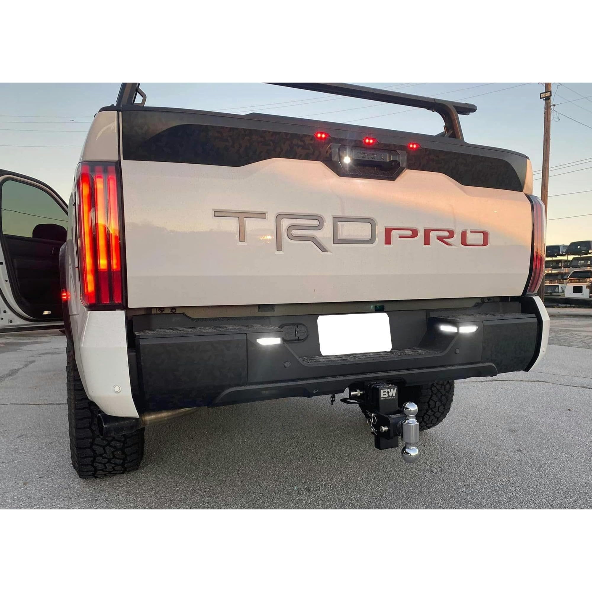 3-In-1 Red Rear Fog Light, Xenon White LED Reverse & License Plate Light Kit For Toyota 2022-up Tundra Truck