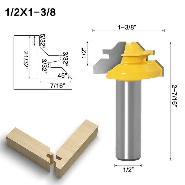 Premium Woodworking 3-Piece Router Bit Set: 45-Degree Jointing Cutter, Sledging & Floor Knives with 12.7mm Ergonomic Handle – Durable, Universal Compatibility for Precision Carving, Ideal for