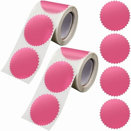 2 Rolls 500Pcs Seals Stickers Label Self Adhesive Round Blank Sticker Purple Metallic Serrated Edge for Envelope Certificate Award Embossing Stamp Sealing Package Wedding Graduation 2"(50mm) Camellia