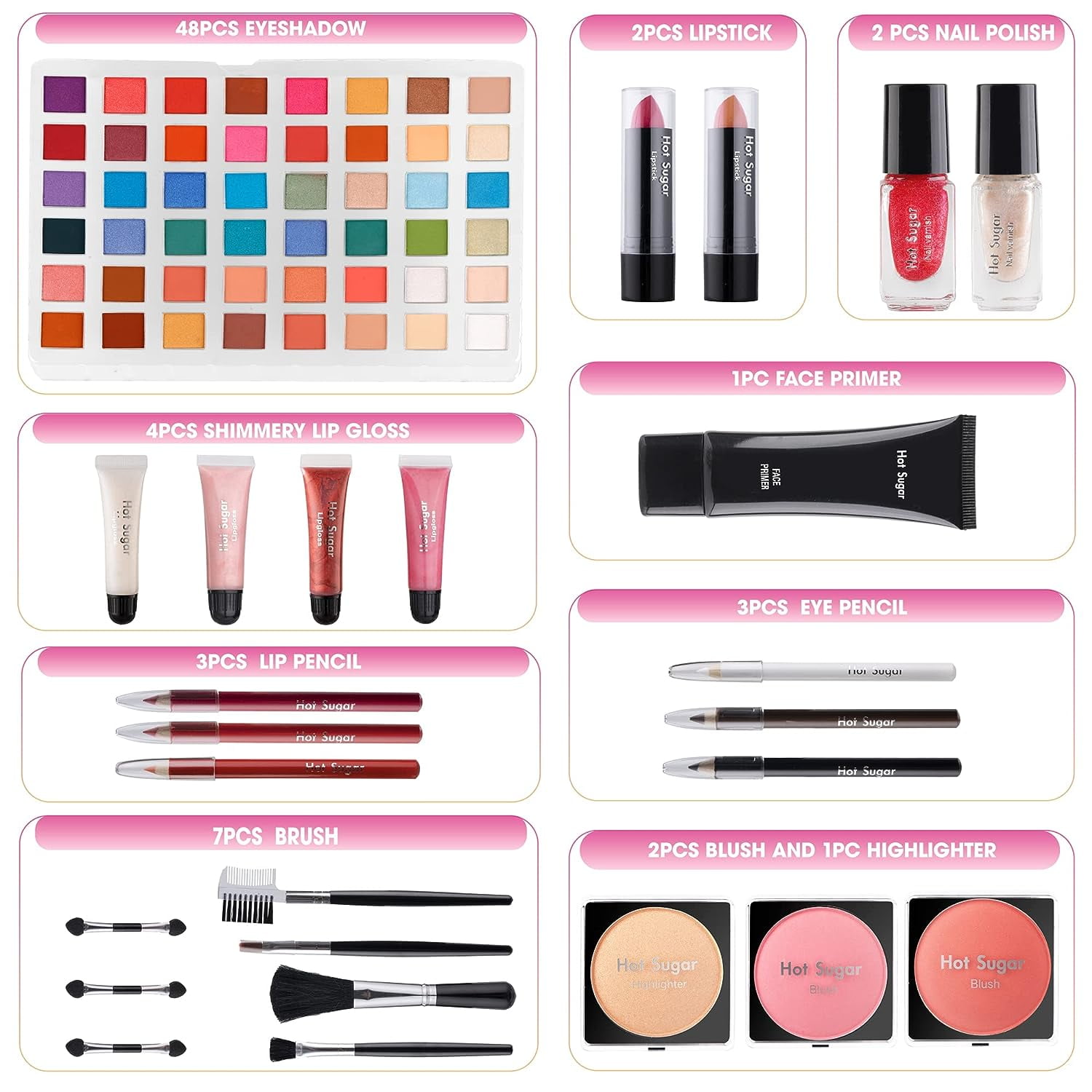 Hot Sugar Makeup Kit for Girls 10-12, Makeup Gift Set for Teens, All in One Beginner Makeup Kit for Women Full Kit Includes Real Cosmetics and Makeup Tools (GREEN)