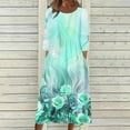 thumbnail image 2 of Edvintorg Dresses for Women Floral Printed Crew Neck Casual 3/4 Sleeve Dress with Pocket Summer Dresses for Women 2025 Vacation, 2 of 5