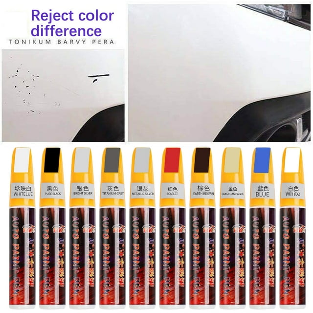 Lápiz de reparación de arañazos de pintura para coche 12ML - 10 colores Herramienta universal de retoque automático para arañazos, remolinos y marcas leves - fácil de usar, secado rápido, resistente