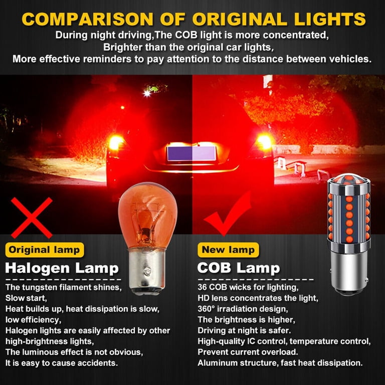Lot De 2 Ampoules LED Rouge 1157 BAY15D - 3W, 12V - Pour Feux Stop, Feu Arrière, Clignotant - Universel - Garantie 1 An | Ampoule Voiture éclairage LED Remplacement