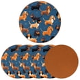 thumbnail image 2 of Dachshund Microfiber Leather Round Coasters (6PCS) - 11x11 cm/4.3x4.3 in Square Drink Coasters Set for Table and Home Decor, 2 of 6