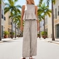 thumbnail image 2 of Women's Plaid Print Crew Neck Sleeveless Top and Straight Leg Pants Set Casual Modern Two Piece Ensemble XL, 2 of 6