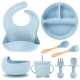 thumbnail image 1 of 8Pcs Silicone Baby Feeding Set Soft Baby Weaning Supplies Cute Self Feeding Eating Utensils Set Dishwasher Safe for Baby Green, 1 of 8