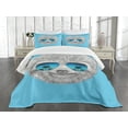 thumbnail image 3 of Ambesonne Sloth Quilted Bedspread Set 3 Pcs, Hawaiian Beach Hipster, King Size, Grey Blue Aqua, 3 of 5