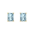 thumbnail image 3 of 1 Ct Emerald Cut Studs Natural Swiss Blue Topaz 14K Yellow Solid Solid Gold Everyday Dainty Earrings Screw Back, 3 of 7