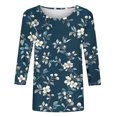thumbnail image 4 of BangWanChi Womens Blouses for Work 2XL Women's Fashion Casual Color Block Printing Round Neck 3/4 Sleeve T-shirt Top Blouse, 4 of 4