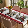 thumbnail image 3 of Christmas Truck Table Cloths for 3 Foot Rectangle Tables, Xmas Snowflakes Winter Plaid Tree Wooden Patio Waterproof Elastic Fitted Tablecloths, Washable Rectangular Table Cover for Camping, 3 of 8