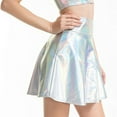 thumbnail image 5 of Babysbule Women Skirts Women's Casual Fashion Shiny Metallic Flared Pleated A-Line Mini Skirt, 5 of 7