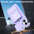 thumbnail image 6 of Designed for iPhone 16 Wallet Phone Case,Built-in Mirror,With Card Holder(Hold 4-5 Cards and Folding Money),Heavy Duty Shockproof Military Grade Protection Rugged Phone Case,Purple, 6 of 7