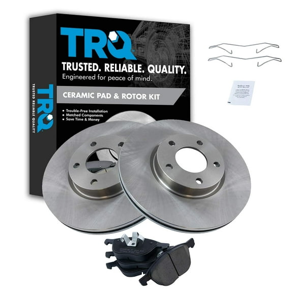 TRQ Front Brake Pad & Rotor Kit Brake Pads Brake Rotor Ceramic Fits Select 2004-2013 Mazda 3 2006-2015 5