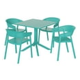 thumbnail image 2 of WestinTrends Playa 5-Piece Outdoor Resin Square Patio Dining Table Set with Stackable Patio Dining Chairs, Turquoise, 2 of 13