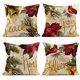 thumbnail image 1 of Juego de 4 fundas de almohada de lino, 18.0 x 18.0 in, diseño de acuarela navideña, cardenal, decoración del hogar, fundas de almohada cuadradas para sofá, cama, sofá, coche, 1 of 5