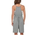 thumbnail image 6 of Womens Summer Spaghetti Strap Rompers Athletic Casual Drawstring Jumpsuit for Women Pocket Racerback Workout Loungewear, Gray, L, 6 of 7