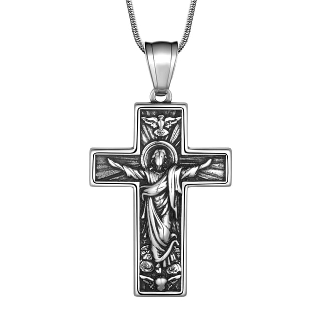 Collar con Colgante de Cruz Hipunk Crucifijo de Acero Inoxidable