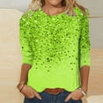 thumbnail image 3 of TKLPEHG 3/4 Sleeve Tops for Women Crew Neck Tunic Tops Lightweight 3/4 Sleeve Classic Glitter Print Fashion Loose Casual Comfy Blouse (Green,M), 3 of 5