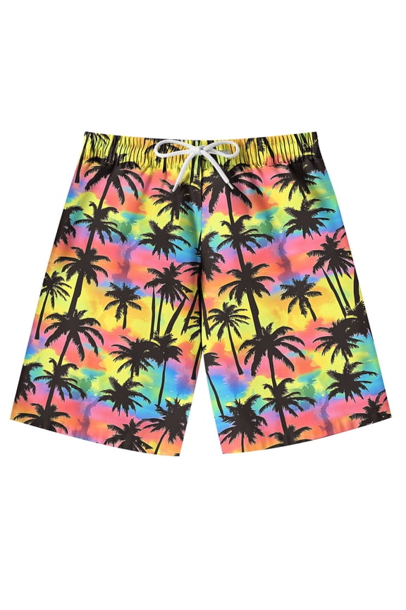 Boys Hawaiian Beach Shorts Summer Trendy Tropical Vacation Swim Trunks Drawstring Quick Dry Casual Holiday Shorts 7T