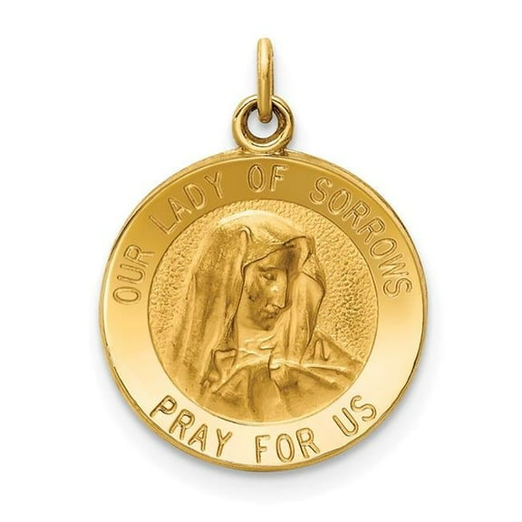 Finest Gold 14K Yellow Gold Our Lady of Sorrows Medal Charm