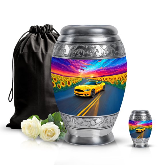 SABURIAL Car Decorative Urns for Human Remains - Little Burial Urn for Female - Funeral Keepsake Urn - Large Cremation Urns for Adult Ashes Women - Combo of 10 Inch & 3 Inch