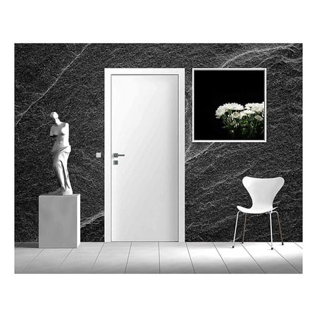 Water Wall Natural Grey Slate - wall26 - Dark grey black slate background or abstract natural stone texture - Removable Wall Mural | Self-adhesive Large Wallpaper - 100x144 inches