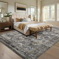 thumbnail image 2 of Hasoo Indoor Washable Area Rug 9' x 12' Floral Rugs for Living Room Geometric Throw Floor Mats Non-Slip Accent Carpet Grey/Brown, 2 of 7