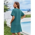 thumbnail image 2 of Oudiya Women's Cover Ups Dress V Neck Bathing Suit Short Sleeve Beach Wear with Pockets, S-XXXL, 2 of 5
