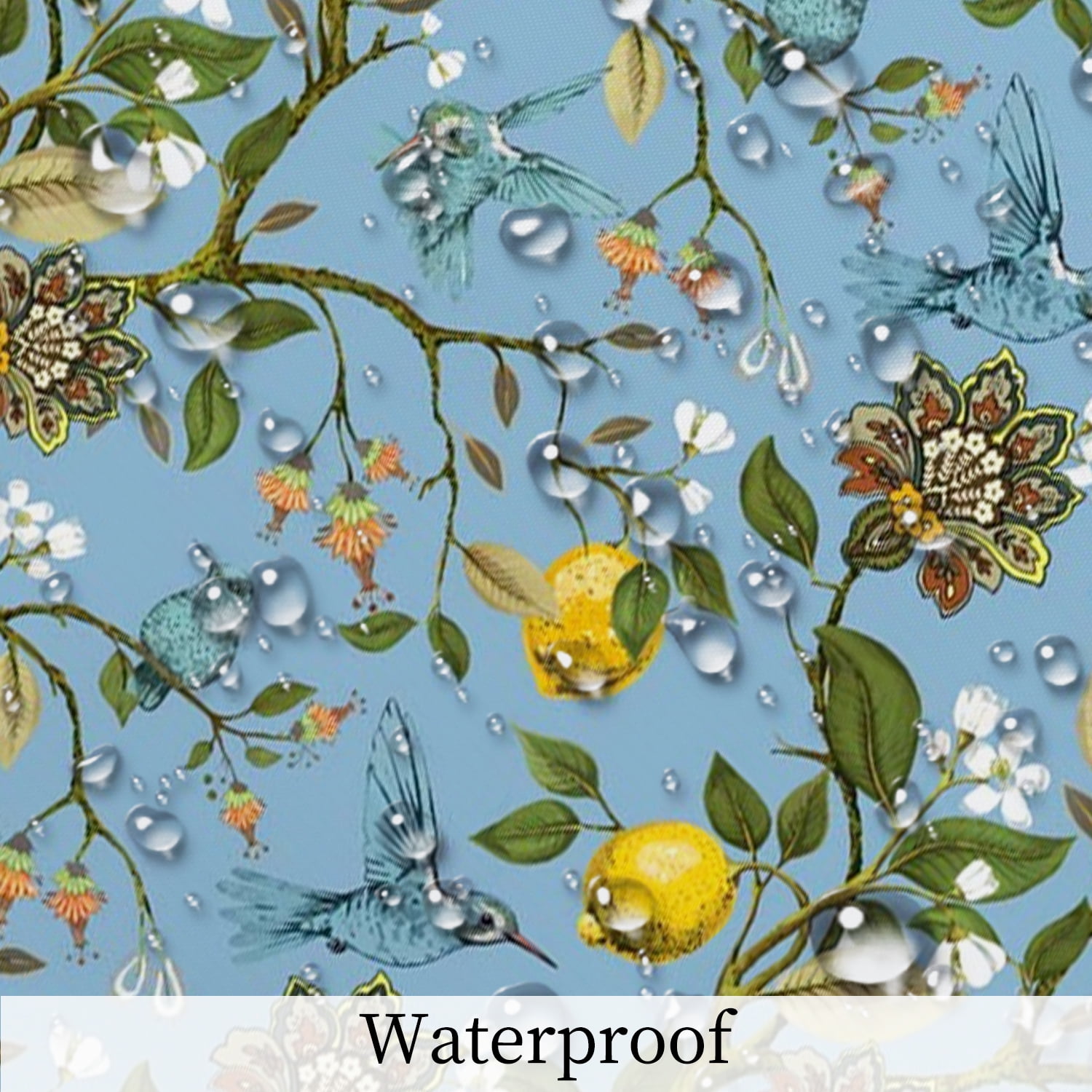 Blue Floral Bird Shower Curtain 72"x78",Hummingbird Botanical Bathroom Curtains,Vintage Farmhouse Chic French Country Style Bath Curtain Decor
