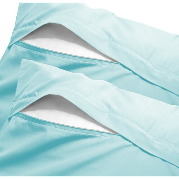 Set of 2 Ultra Soft Microfiber Zippered Pillow Cases (Standard, Aqua
