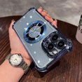 thumbnail image 3 of Luxury Magsafe Electroplate Case for iPhone 15 14 13 12 11 Pro Max Airbag Shockproof Magnetic Transparent Bumper Hard Back Cover, 3 of 5
