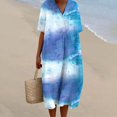 thumbnail image 1 of WILLBEST Robes de Gala pour Femmes Mode Été Style Plage Imprimé Col en V Manches 5/4 Robe Décontractée 4, 1 of 1