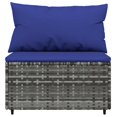 thumbnail image 2 of vidaXL Garden Middle Sofas with Cushions 2 pcs Grey Poly Rattan, 2 of 5