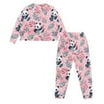 thumbnail image 3 of DISNIMO Women Pajamas Set Panda Leaf Print Long Sleeve Sleepwear Pajama Pants Lounge Sets Casual Comfy 2 Piece Round Neck Lounge Wear Sets for Women, S, 3 of 7