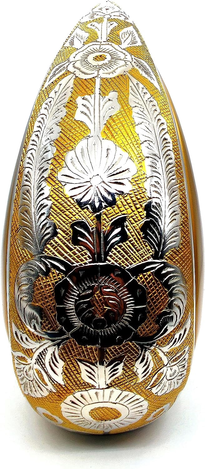 5MOONSUN5's Handcrafted TEARDROP Cremation Urn with hand engraved - Memorial URN for Human Ashes, Adult URN for Funeral, Burial, Columbarium or Home, Adult 200 Cubic Inches with Velvet Bag Gold