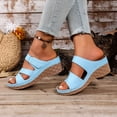 thumbnail image 4 of Modisza Orthopedic Slides Sandals for Women Open Toe Wedge Heeled Shoes Platform Arch Support Slip on Summer Slippers size 8.5 Blue, 4 of 7